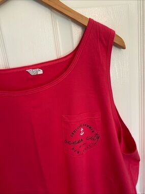 Indigo Bright Pink Women's Tank Top with Pocket Anchor Graphic Ocean City NJ